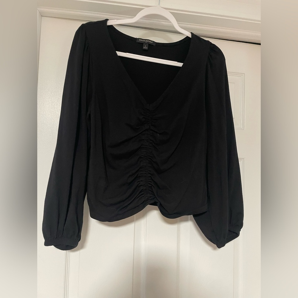 Banana Republic Black Ruched Blouse
